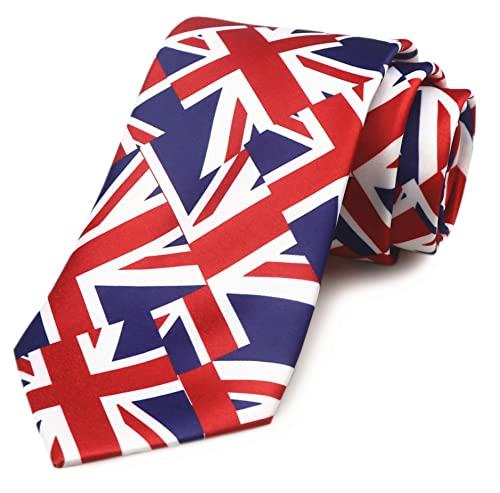 British Flag Tie - Patriotic England UK Satin Neck Tie for Gentlemen