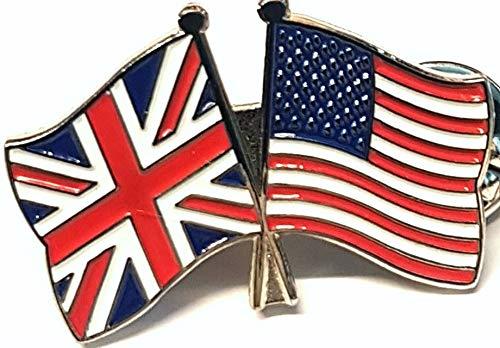 Friendship Flags Enamel Pin Badge USA UK GB 30mm