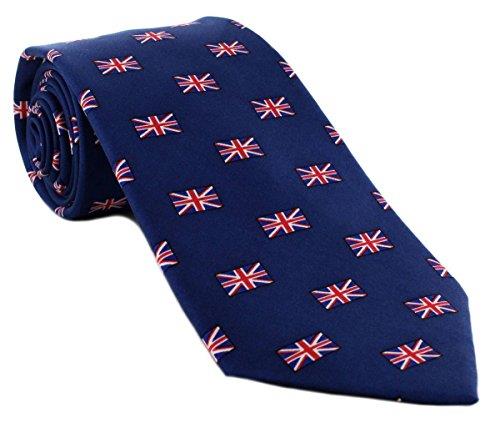 Michelsons of London Mens Small Union Jack All Over Pattern Silk Tie - Navy/Red/White