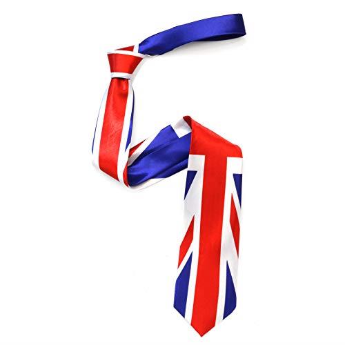 The Tie Co™ Wide & Slim Union Jack Great Britain Pattern Neck Tie (Wide Royal Blue & Bright Red Flag)