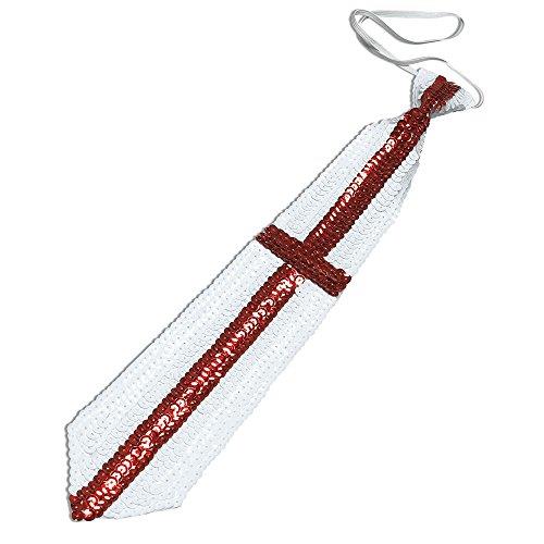 Bristol Novelty St George Sequin Tie, Mens, White & Red, One Size