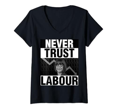 Womens Never Trust Labour - Rachel Reeves - Anti Labour V-Neck T-Shirt