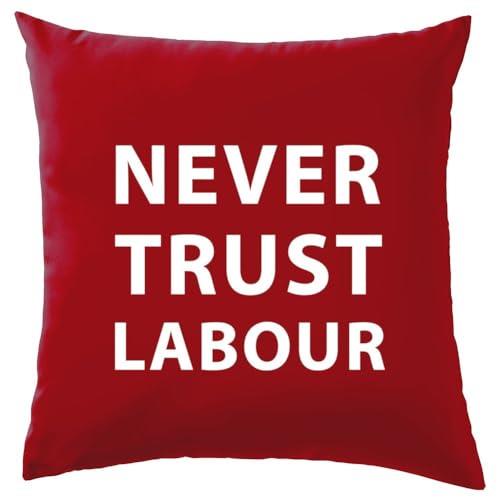 Never Trust Labour - Cushion/Pillow (with Insert) - 41 x 41cm (16)" - Red - One Size