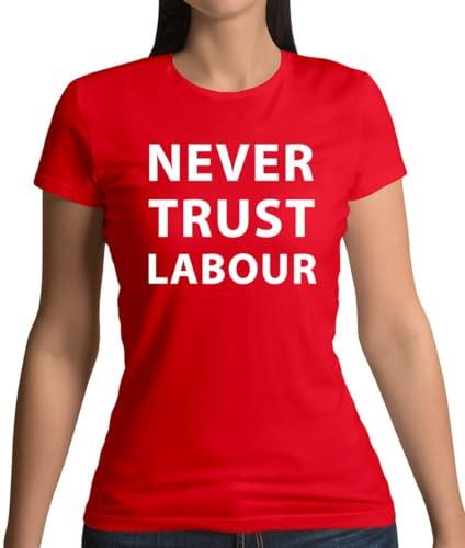 Never Trust Labour - Womens Crewneck T-Shirt - Red - Large