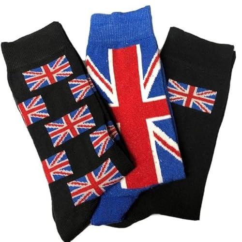 6 PAIRS UNION JACK DESIGN EVERYDAY/DRESS/OFFICE SOCKS * ASSORTED UNION JACK DESIGN'S * * KING'S CORONATION *