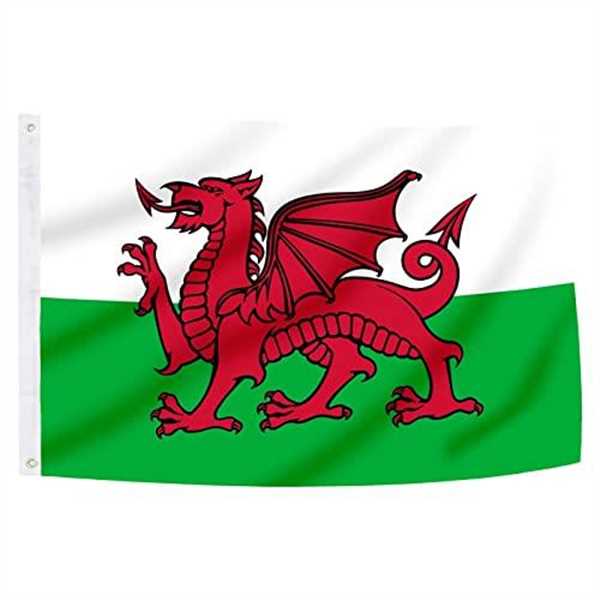 5x3Ft Wales Flag, Durable Welsh Flag with 2 Metal Eyelets Used Indoor and Outdoor