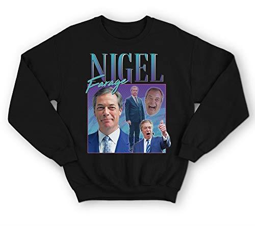 Sanfran Clothing Nigel Farage Homage Funny UK Brexit Party EU 90's Retro Jumper Sweater Large/Black