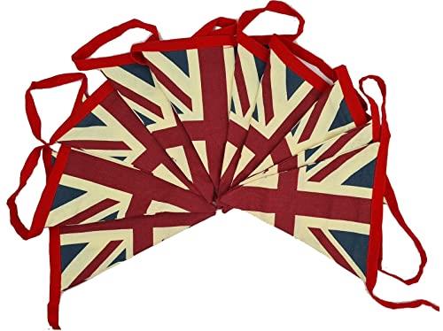 5m Hazy Blue Vintage Union Jack Bunting - Double-Sided Flags