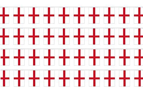 10m / 33ft St George’s Cross Bellingham England Bunting 25 Polyester Flags All Weather Team England Supporters for Sport Events National Festivals Home Celebrations Street Parties (1 Pack)