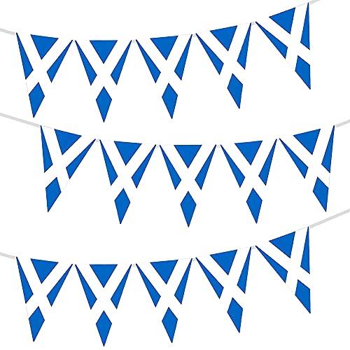 Scotland bunting flags Scottish St Andrews Cross Patriotic Themed Bunting Banner Burns Night party décor 10M/33ft Long with 20 Triangle | Light Blue