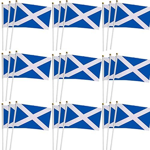 50 Pieces Small Scotland Stick Flag Hand Held Bunting Flag St Andrews Day Scottish Supporter Sports Waving Flag Football Fans Festival Celebration Party Parades 14x21cm Saint Andrew's Cross