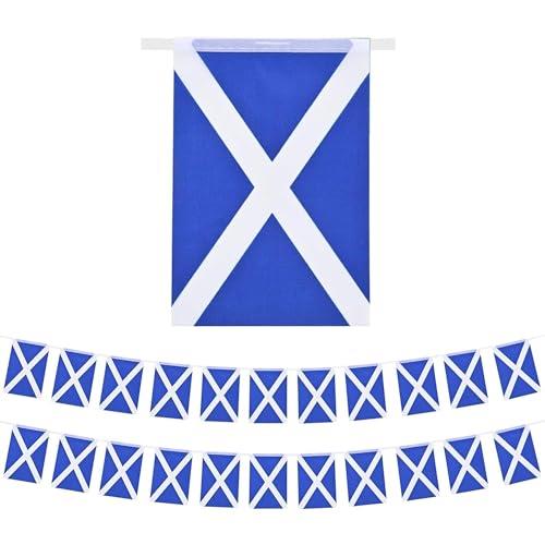 SHATCHI 30ft/9m Fabric Scotland St Andrew's Saltire Scottish Rugby Bunting 30 Flags Football Cricket Support Decorations World Cup Support Banner Blue and White Cross SHATCHI - 1107