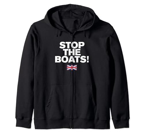 Stop The Boats UK, British Patriot Pride Tee Zip Hoodie