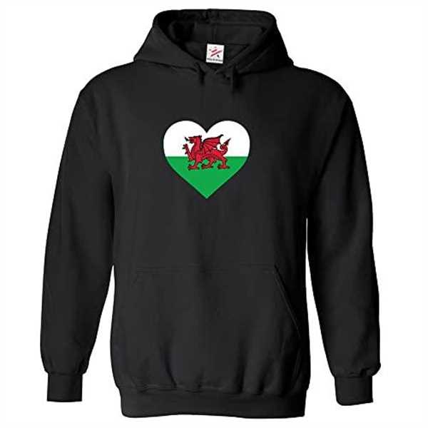 Flag Of Wales Classic Unisex Kids Pullover Hoodie (XS, Black, 12_13 Years)