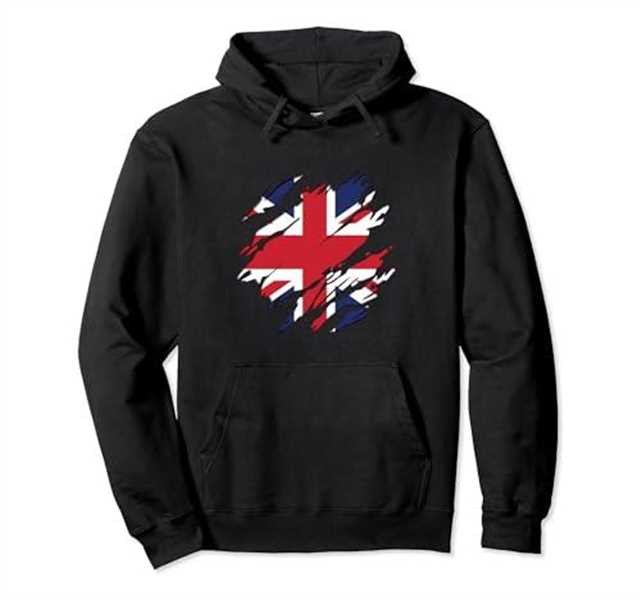 Union Jack British Flag Torn Scratched Effect Men's Women's Pullover Hoodie