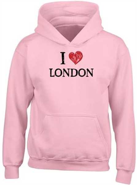 I Love London Kids Hoodie Cultural Capital City Hoody Hooded Top Girls Pink