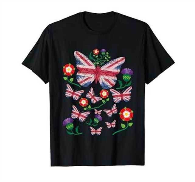 Union Jack Flag Butterfly GB Women Girl Kids T-Shirt