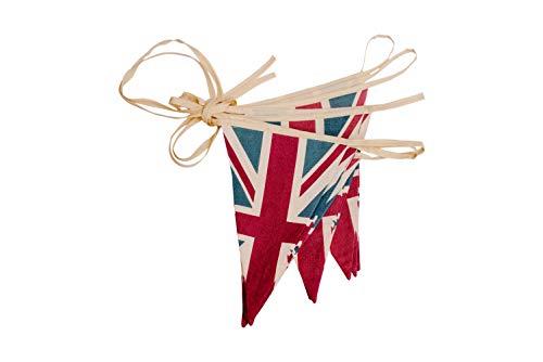 Vintage British Union Jack Textile Flag Cloth Fabric Bunting Retro Banner UK (5 m, Red, Blue, White)