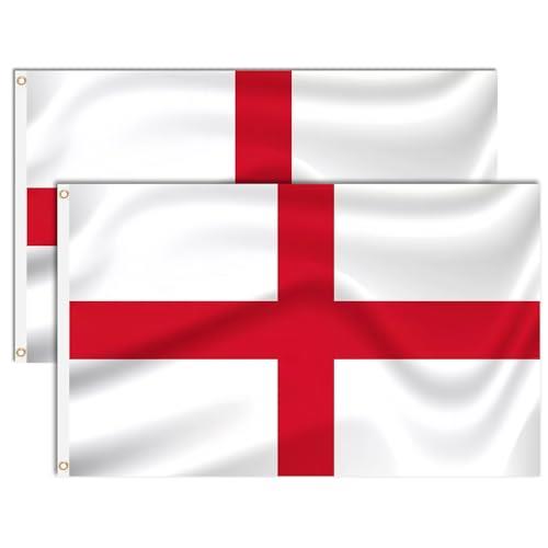 2 Pcs England Flags St Georges Cross Flag 5ft x 3ft with Eyelets English Flag