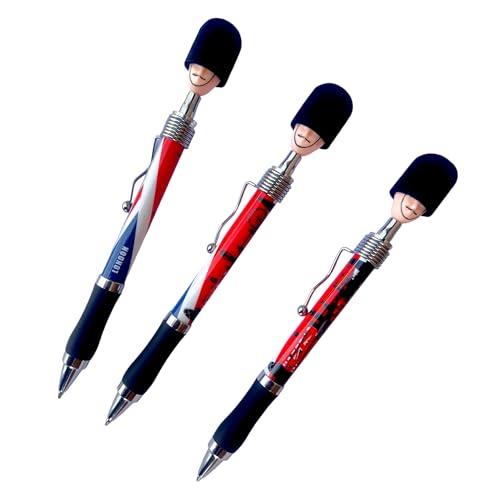 3 Soldier Head Union Jack Ball Pens, Guardsman Head Design London Souvenir