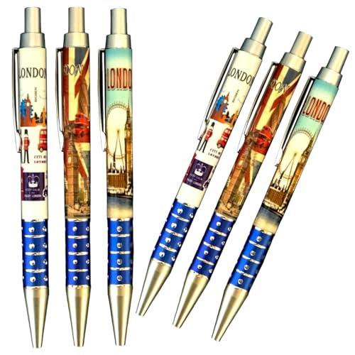 Set of 6 London Pens, UK London Pens, Union Jack Pen UK Gift Set