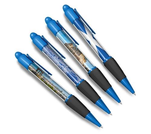 4 Edinburgh Blue Ballpoint Pens - Scotland Scottish City Flag Travel Holiday Theme Boys Girls Men Women Pen