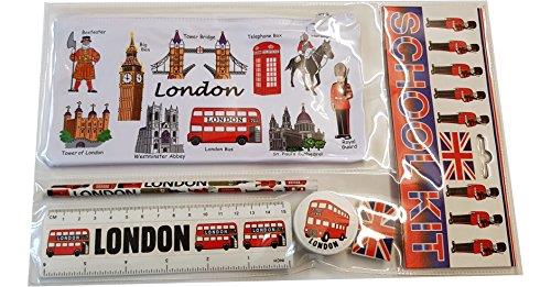 All-in-One School Kit – Pen, Pencil Case, Sharpener, and Eraser – London Souvenir Gift