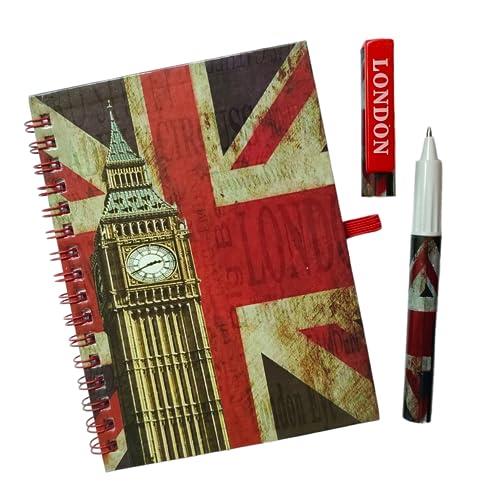 British Themed Notebook and Pen Set – Big Ben & Union Jack Design