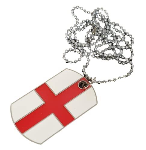 Unisex St. George's Cross England Flag Necklace – UK GB Patriotic Steel Ball Bead Chain