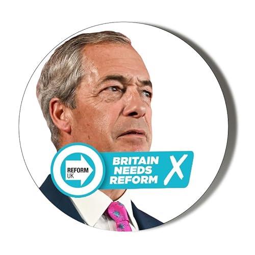 Reform UK - Britain Needs Reform Farage Face - 10 x 56mm (2.2 inches) Stickers