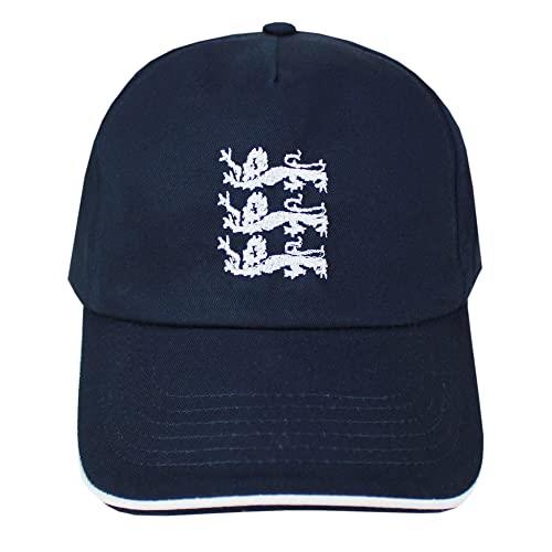 Navy England Three Lions Design Adjustable Baseball Cap (White Lions)