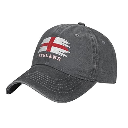 Unisex Adult Charcoal Washed Denim England Flag Baseball Cap Men Classic Vintage Cotton Dad Trucker Hat