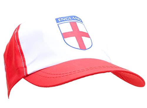 Child Size England Baseball Cap - England Supporters Headwear - Euros & World Cup White, Red