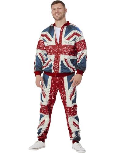 Union Jack Leisure Suit with Jacket and Trousers, Vintage Style Print, Union Jack Fancy Dress