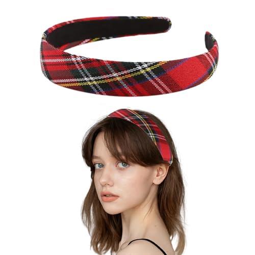 Christmas Tartan Headband Alice Red Band Hair Accessories Vintage Headband for Girls Xmas Holiday.