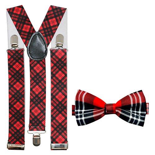 Robert Burns Night Scotland Scottish Tartan Braces & Bow Tie Set Theme Party Accessories (2 Pieces Set)