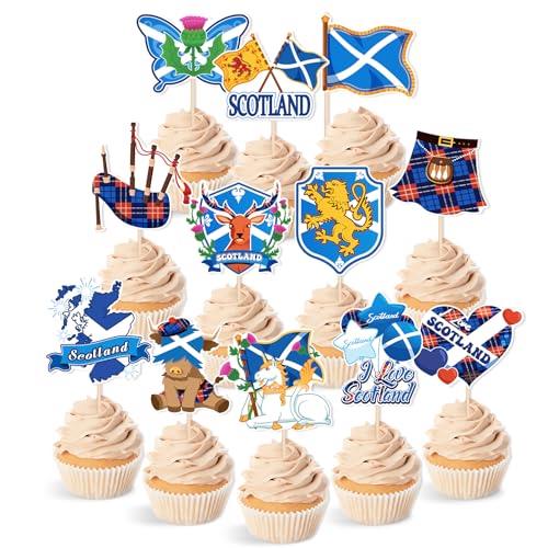 36pcs Scotland Cake Toppers Burns Night Party Decorations, Scottish Flag Cupcake Toppers Burns Night Table Cake Decorations, Scotland Toothpick Cake Decoration Supplies