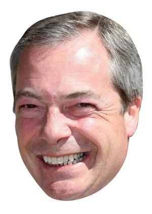 Nigel Farage Celebrity Cardboard Party Face Mask Fancy Dress