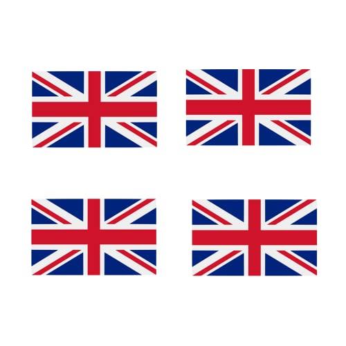 Set of 4 x Union Jack UK Flag Iron on Screen Print Fabric Applique Machine Washable Transfer United Kingdom