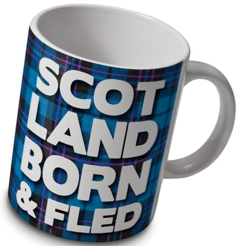 10oz Scotland Born and Fled Joke Mug – A Cheeky Tribute to Scottish Heritage