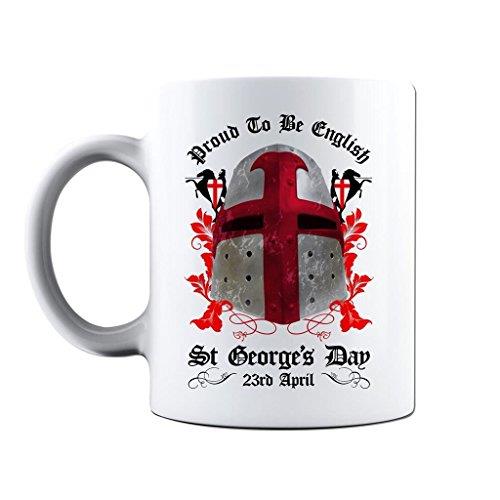 St. George's Day Coffee & Tea Mug – George Cross Knights Helmet Design – Proud Ceramic 11oz Cup