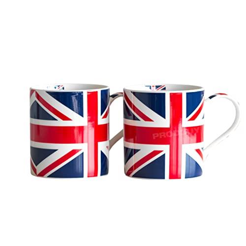 Set of 4 Union Jack Mugs - 350ml British Flag Cups