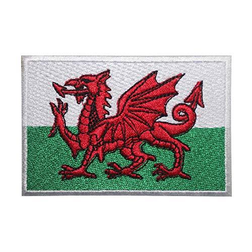Zcketo 2 PCS United Kingdom Great British Union UK Patch and Wales Dragon Patch Hook and Loop Embroidered National Emblem for Football Clothes Jersey Backpack Caps Travel Tactical