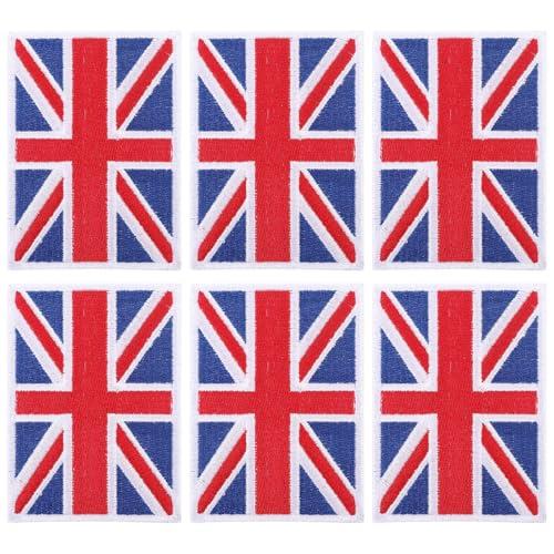 British Union Jack Embroidered Patch - 6pcs Iron-On/Sew-On for Clothes, Jackets, Hats