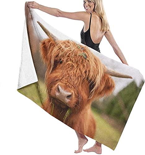 Microfiber Beach Towel Oversize,Highland Cow Scotland Quick Dry Extra Large Bath Towel For Adult Men Women,Sand Proof Resistant Sandless,XL Personalized Travel Pool Towel