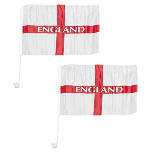 Set of 2 England St George Cross Car Flags - 30cm x 46cm