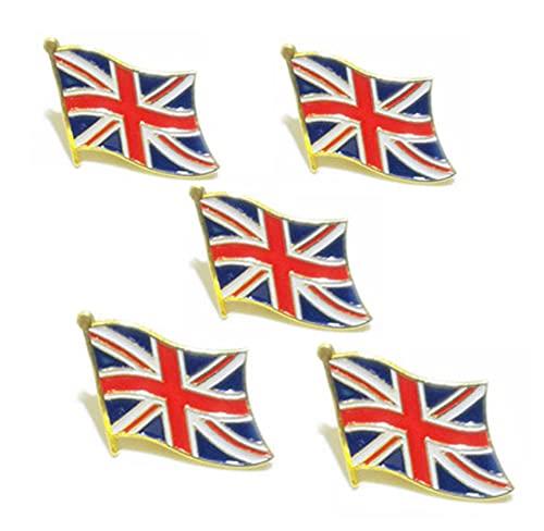 5PCS Union Jack Flag Enamel Brooches UK Metal Flag Lapel Pin Badges