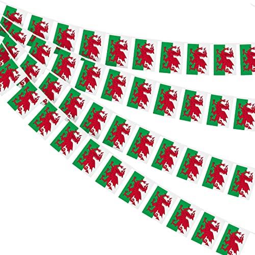 Welsh Flag Bunting - 30 Flags for St David's Day & Football Parties