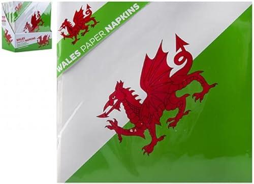 Pack of 12 Wales Paper Napkins – Welsh Dragon Design, 3 Ply, 33cm