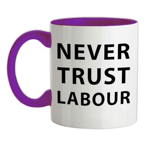 Never Trust Labour - 11oz - Ceramic Two-Tone Mug for Coffee/Tea - Purple/White - One Size